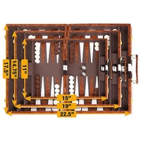 Jeu de backgammon de luxe de 11 pouces, jeu de backgammon en vinyle unisexe avec étui en similicuir noir cousu pour enfants