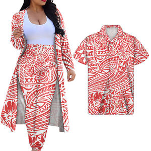 Ensemble de jogging pour couple avec motif tribal polynésien SAMOA, robe à manches longues, manteau, cape, ensemble de 2 pièces pour femme, design de robe et chemise pour homme, ensemble de 2 pièces - Product Image 2