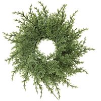 Couronne de bougies artificielle réaliste en cèdre de 30 cm, fausse couronne de cèdre pour porte-bougie, décoration de centre de table de Noël