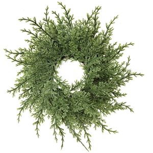 リアルな人工常緑キャンドルリング30cm、ピラーキャンドルホルダー用フェイクシダーリース、クリスマスのテーブルセンターピースデコレーション - Product Image 3