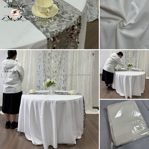 Mantel Redondo de Punto con Aspecto de <span class=keywords><strong>Lino</strong></span> Blanco ANNIELU, Largo hasta el Suelo, para Bodas Rústicas, Boho, al Aire Libre, Recepciones, Banquetes y Eventos - Product Image 6