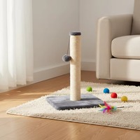 Arbre à chat à 2 niveaux en velours doux, nid confortable pour chat, griffoir en sisal, pendentif souris simulée, accessoire pour animaux de compagnie