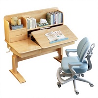 Bureau d'étude pour enfants, table réglable en hauteur, bureau d'écriture en bois massif, bureau pour élèves du primaire, ensemble chaise et bureau pour les devoirs à domicile
