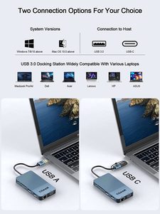 Base de Conexión USB C QGEEM 11 en 1, Adaptador Triple Pantalla con HDMI Dual 4K y VGA, Gigabit USB3.0, SD/TF para MacBook M1/M2/M3 <span class=keywords><strong>DisplayLink</strong></span> - Product Image 4