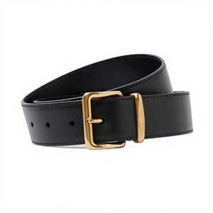 Ceinture carrée vintage en cuir de vachette noir pour homme, avec boucle en cuivre tressée, largeur 3,8 cm, de la marque Natural Crafts B.S INTERNATIONAL - Product Image 6