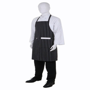 Hot Bán 65% Polyester, 35% Cotton <span class=keywords><strong>Chef</strong></span> Bib Tạp Dề Polyester Bông Trắng Và Dải Đen Tạp Dề Cho Nhà Hàng - Product Image 1