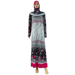 Traje de oración musulmana para mujer, ropa de tamaño suelto islámico, Floral, larga, vestido de bonbú de Arabia Saudita, Hijab de adoración femenina, Burqa, 1 pieza - Product Image 3
