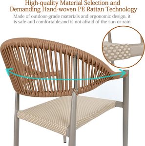 <span class=keywords><strong>เก้าอี้</strong></span>ลานตั้ง8ชิ้น<span class=keywords><strong>เก้าอี้</strong></span>รับประทานอาหารแบบวางซ้อนได้สำหรับทุกสภาพอากาศเก้าอี้สวนเฟอร์นิเจอร์กลางแจ้งสีน้ำตาลอ่อน - Product Image 5