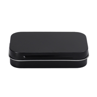 Boîte en fer blanc 9,5*6*2,2 cm pour accessoires de fumeur, étui de rangement noir/argenté, personnalisable, bocaux à tabac rectangulaires