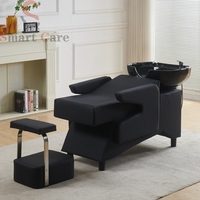 Vente en gros de lits modernes pour salon de coiffure avec shampoing, bassin semi-inclinable en céramique personnalisé par le fabricant, lit de lavage pour salon de coiffure
