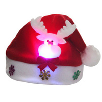 Joyeux Noël Chapeau de Père Noël à LED en Tissu Non Tissé pour Adultes, Enfants et Articles de Fête Festifs pour la Saison Hivernale