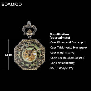 ساعات جيب رجالية من الفولاذ المقاوم للصدأ من BOAMIGO ، هيكل عظمي فاخر من سبائك النحاس ، تصميم ميكانيكي عتيق ساخن - Product Image 6