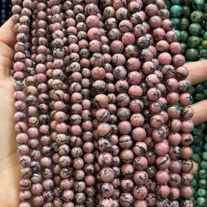 Natural Stone Round <strong>Beads</strong> <strong>Black</strong> Lace Rhodonite <strong>Beads</strong> Healing Energy Crystal Gemstone for Jewelry Making DIY Bracelet Necklace - Product Image 3