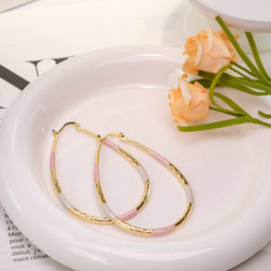 <b>Minimalist</b> Glossy Texture Exaggerate Water Drop Hoop Earrings Oval Silver Plated Bohemian Charm Women Fashion <b>Jewelry</b> - Product Image 5