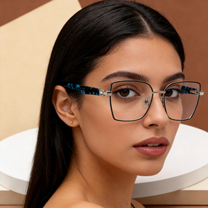 Cancan 88003 Montura Óptica para Mujer, Lentes de <span class=keywords><strong>Vista</strong></span>, Metal con Acetato, Cuadradas, Ligeras, Bisagra de Resorte, Precio de Fábrica, Venta al Por Mayor - Product Image 3