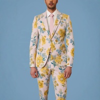 Nouveau style 2026 : Ensemble de costume formel pour homme, croisé, plissé sur le devant, style européen et britannique, avec motif floral élégant et tendance