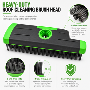 Brosse <span class=keywords><strong>de</strong></span> nettoyage <span class=keywords><strong>de</strong></span> <span class=keywords><strong>toiture</strong></span> robuste en acier au carbone <span class=keywords><strong>de</strong></span> 7 pouces pour l'élimination du mousse et le nettoyage des pavés - Product Image 3