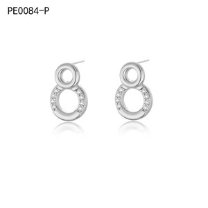 ต่างหูแฟชั่นประดับเซอร์โคเนียสตั๊ด PE0084 สำหรับผู้หญิงเครื่องประดับคุณภาพสูง - Product Image 1