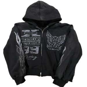 Sudadera con Capucha Negra con Estampado de Chicas Estrellas del Hip Hop Urbano, Personalizada con Logotipo, Sudadera Holgada de Invierno para Mujer, Estilo Y2K - Product Image 1