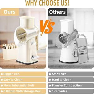 Wholesale 5 in 1 Kitchen Gadget Rotary Cheese Grater Slicer Multifunctional Manual Slicer <b>Vegetable</b> <b>Shredder</b> - Product Image 2