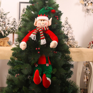 Ensemble de décorations d'arbre de noël Figurines du père noël et de l'elfe arbre d'escalade décor à la maison de vacances pour salon fête de bureau - Product Image 3