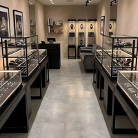 Vitrine de comptoir en acier inoxydable avec éclairage LED pour bijoux, montres et présentation en magasin