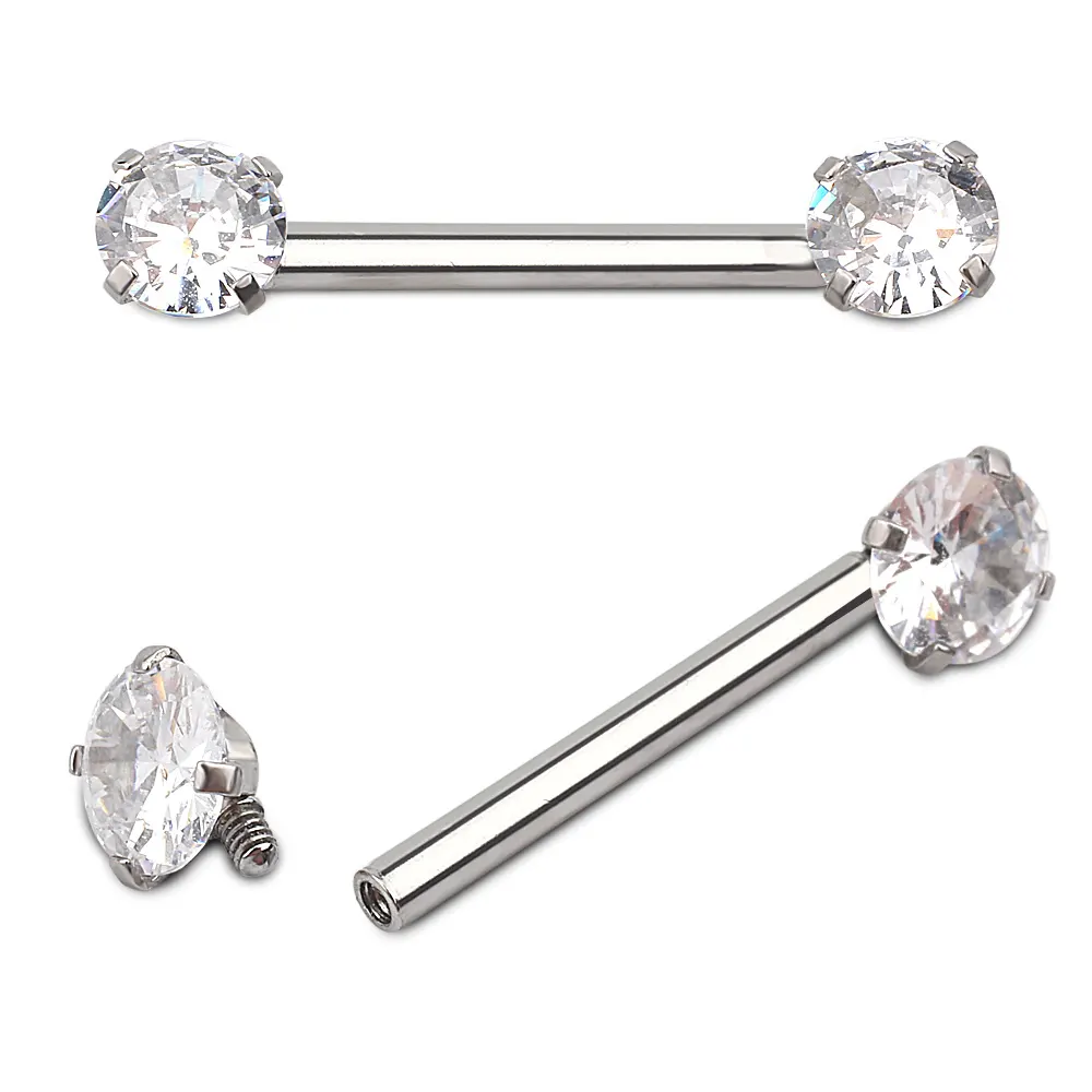 Surgical Steel zirconia Body Jewelry Piercing Nipple Ring