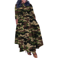 Vêtements pour femmes grandes tailles, robes maxi automne-hiver, chemise longue camouflage, robe élégante décontractée pour femmes