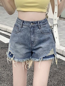 Shorts de Mezclilla Bordados con Bolsillos para Mujer, Venta al Por Mayor de Fábrica, Estilo Dulce y Picante, Suaves y Transpirables, Ajustados - Product Image 2