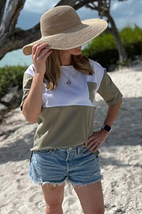 T-shirt d'allaitement 100 % coton, pull-over, haut d'allaitement avec poche, colorblock, tee-shirt de maternité respirant à manches courtes et col rond - Product Image 4