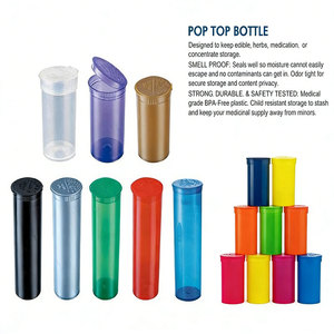 Custom Logo Child Resistant Acrylic Pop Top <b>Bottle</b> Brown Clear Black White Herb Packaging Plastic Tobacco Tubes Packaging - Product Image 6