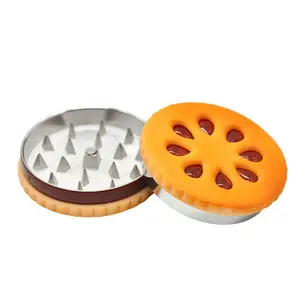 55 Mét 2 Phần Chất Lượng Tốt Biscuit Kim Loại Herb Grinder Biểu Tượng Tùy Chỉnh Máy Xay Thuốc Lá Hút Phụ Kiện