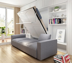 Grande Offerta Set Letto a Scomparsa Multifunzione in Metallo con Tavolo da Pranzo Pieghevole e Struttura a Muro Stile Pannello in Legno per Camera da Letto - Product Image 4