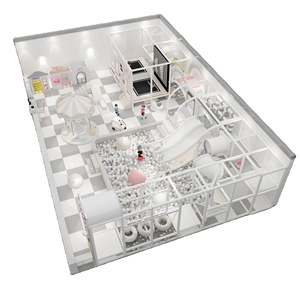 Parque Infantil Interior Personalizado con Piscina de Pelotas, Tobogán y Casa de Juegos para Niños, Tema Blanco, Material PP - Product Image 4