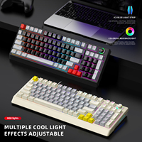 Clavier mécanique filaire T-WOLF T50, clavier 85%, 98 touches, interrupteurs bleus remplaçables à chaud, clavier de jeu USB filaire avec éclairage LED RVB