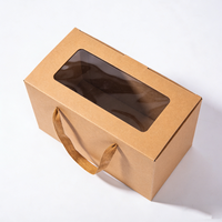 Boîte cadeau en carton imperméable de haute qualité avec poignée orange, fenêtre transparente, cadeaux d'accompagnement pour anniversaire, aliments, tiroir ouvert