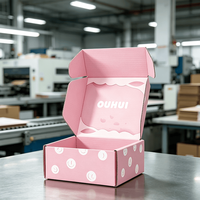 Boîte d'expédition en carton ondulé rose avec impression Smiley, entièrement imprimée à l'intérieur et à l'extérieur, personnalisable avec logo, pour emballage cadeau de bijoux et colliers féminins