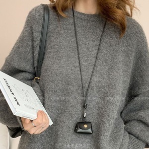 Leather Coin Necklace Pendant Small Cute Sweater Cord Earphone Chain Protective Case Storage <b>Bag</b> Accessory Unisex - Product Image 2