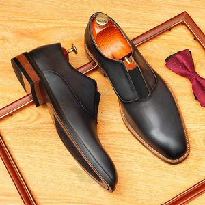 Zapatos Formales de Hombre de Alta Gama, Cómodos, con Cordones, Suela Antideslizante, Diseño Empalmado, para Bodas y Eventos, Cuero Genuino - Product Image 1