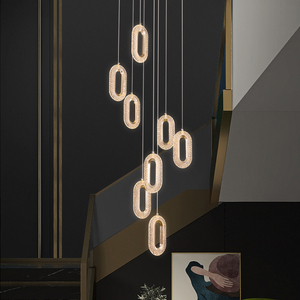 Lámpara de Araña Moderna de Lujo Ligero, LED, Acrílica, Ovalada, Colgante, <span class=keywords><strong>para</strong></span> Escalera de Villa, Decoración de <span class=keywords><strong>Interiores</strong></span>, Lámparas de Araña Largas <span class=keywords><strong>para</strong></span> <span class=keywords><strong>Escaleras</strong></span> - Product Image 1