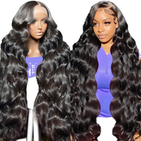 Perruque Lace Front en Cheveux Humains Vierges Indiens, Densité 200%, Dentelle HD Transparente 13x6, Sans Colle, Ondulée, pour Femmes Noires - Vente en Gros