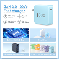 Chargeur rapide USB-C GaN 100W en gros, personnalisable OEM/ODM avec logo et couleur, prise UK, emballage, adaptateur PD