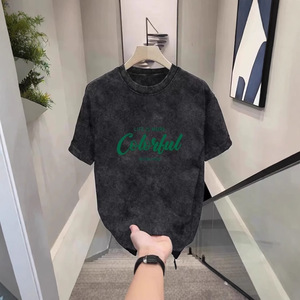 เสื้อยืดผู้ชายอินเทรนด์ INS แขนสั้นซักได้แขนสั้นพิมพ์ลายสไตล์ย้อนยุคอเมริกันฤดูร้อน - Product Image 4