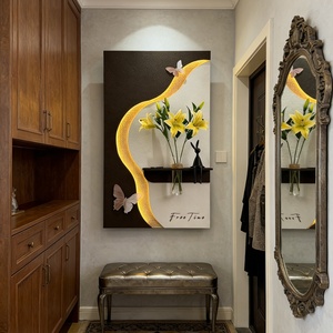 Pintura en relieve 3D musulmana con textura geométrica, escultura hecha a mano, impresión minimalista en piedra arenisca, arte de pared LED, decoración del hogar - Product Image 5