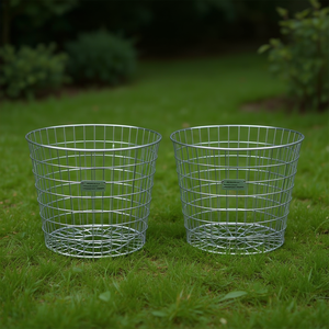 Juego de 2 cestas de alambre de hierro galvanizado plateado para almacenamiento en el jardín, estilo sencillo - Product Image 2