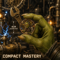 Pièce de monnaie artistique Goblin Badge d'Inventeur - Pièce de monnaie en cuivre de collection de 40 mm - Pièce porte-bonheur Steampunk pour artisan ingénieur pour cadeau et décoration