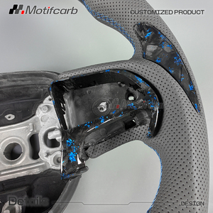 Volante calefactable de fibra de carbono forjado azul cielo personalizado con LED para Dodge Charger Challenger Hellcat SRT R/T SXT GT 2013-2023 - Product Image 5