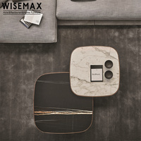 WISEMAX FURNITURE Table basse moderne nordique en bois de noyer noir avec plateau en marbre pour hôtel, bureau, café, villa