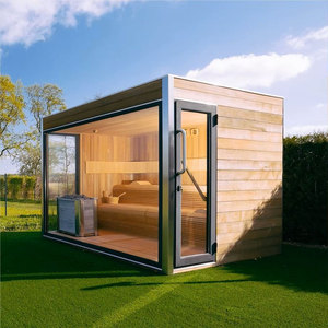 Cabine de sauna carrée de luxe à usage commercial, porte entièrement vitrée, moderne, infrarouge lointain, vapeur sèche, 9 kW, électrique, transom YX, <span class=keywords><strong>bois</strong></span> massif - Product Image 5