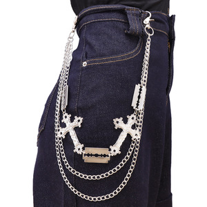 <b>Cross</b> Waist <b>Chain</b> Zinc Alloy Hip Hop Unisex Fashion Body <b>Chain</b> Daily Wear White K - Product Image 2